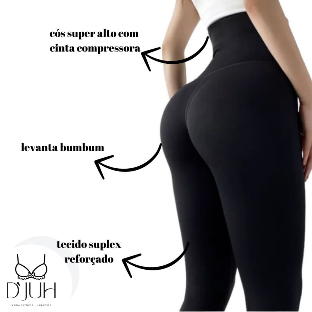 Calça Legging Modeladora Cintura Alta Suplex Compressão Feminina – M G GG