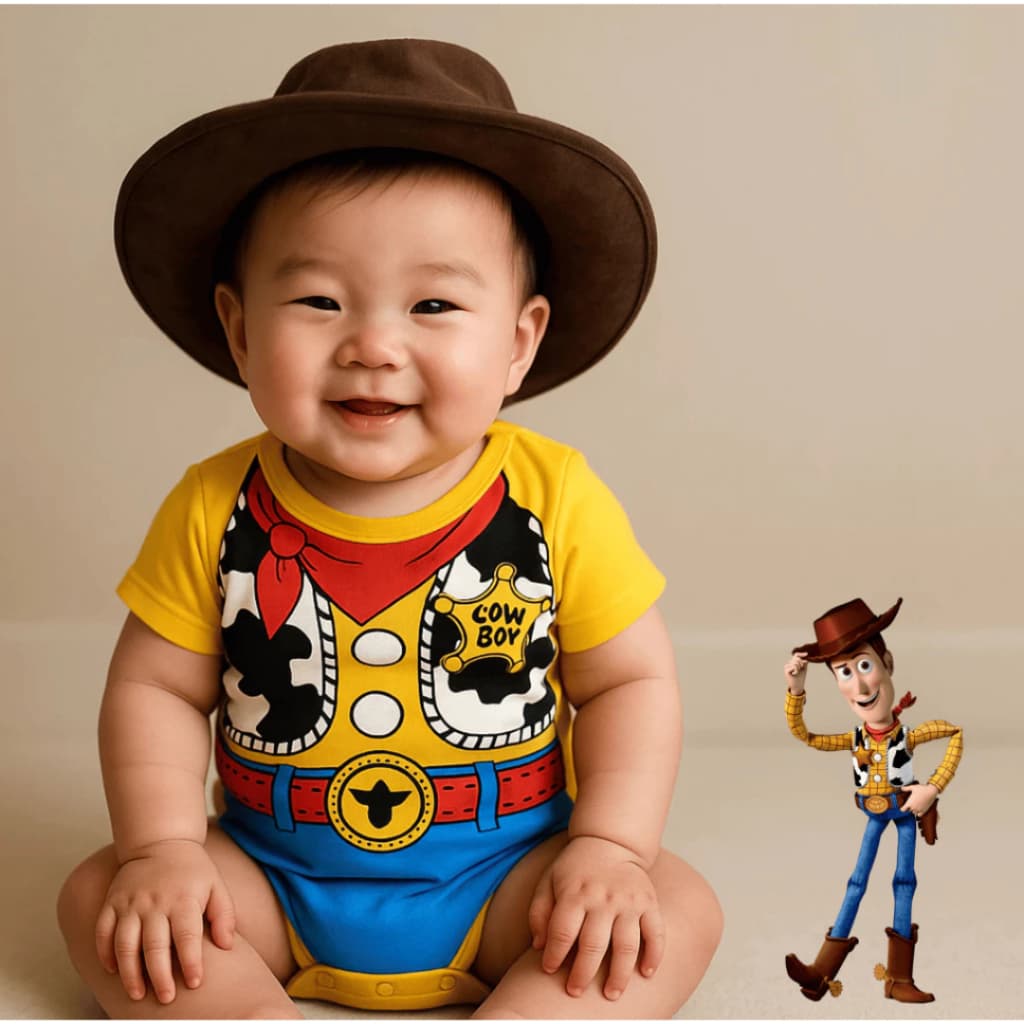 Body Bebê Infantil Mêsversário Temático Woody Toy Story Super Premium Linha