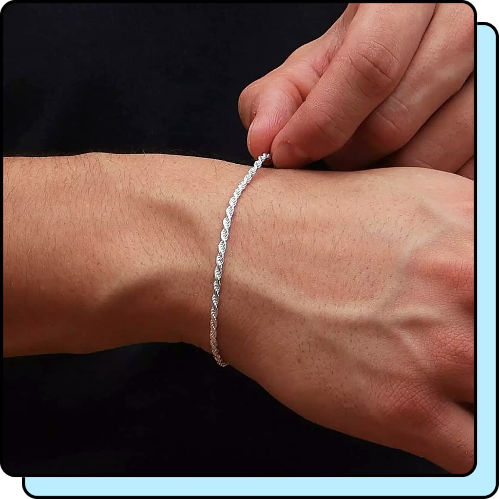 Pulseira Prata 925 Masculina Cordão Baiano Pulseiras Masculino