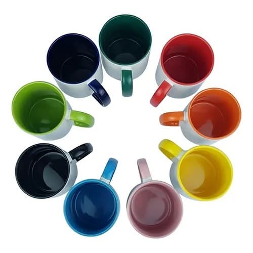 12 Canecas Interior & Alça Colorido Resinadas P/ Sublimação 325ml
