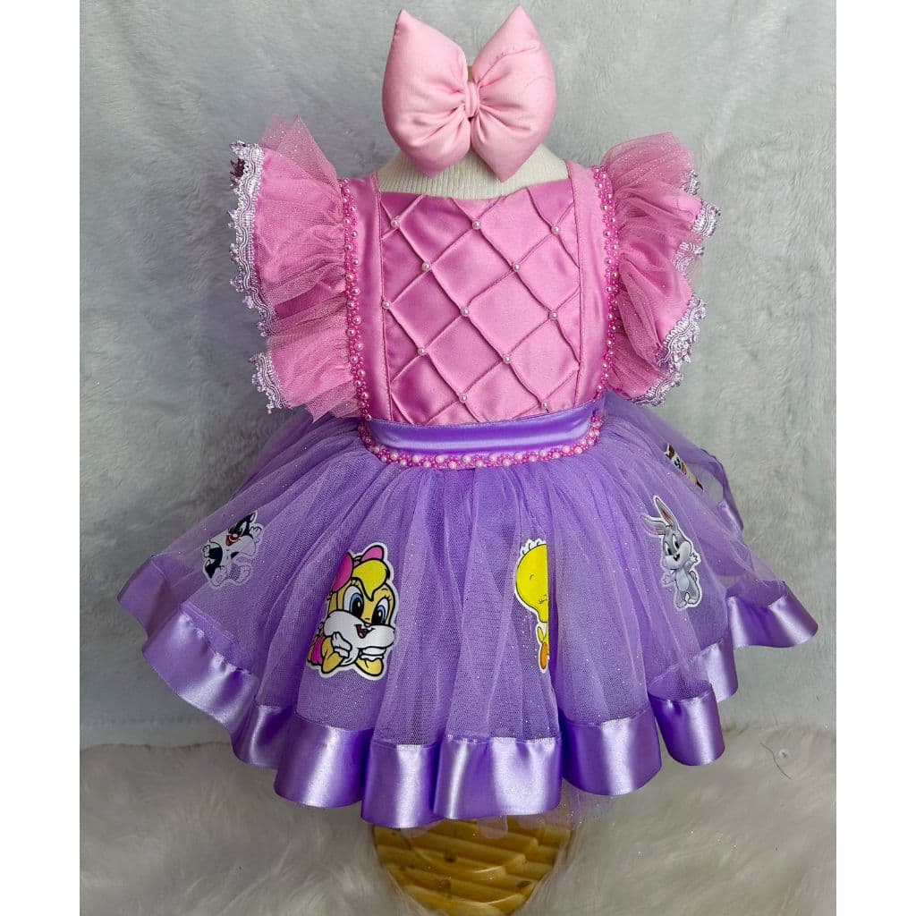 salopete looney tunes lola rosa romper tematico aniverssario