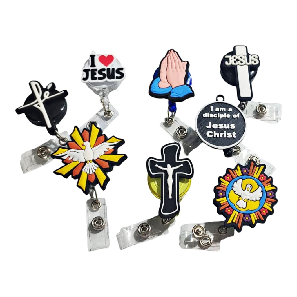 Porta Crachá Fé Esperança Deus Roller Clip Suporte cartão presente criativo