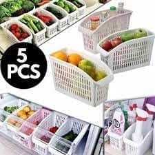 Kit 5 Cesto Organizador Cozinha Geladeira Armário