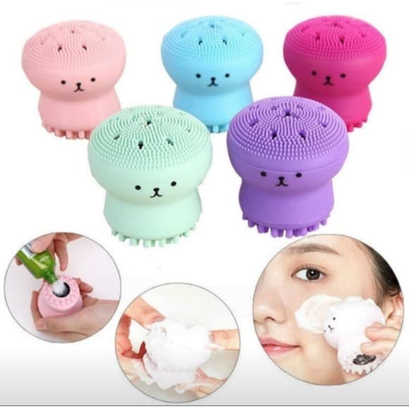 Mini Escova Facial de Silicone Formato Polvo – Limpeza Profunda e Suave!