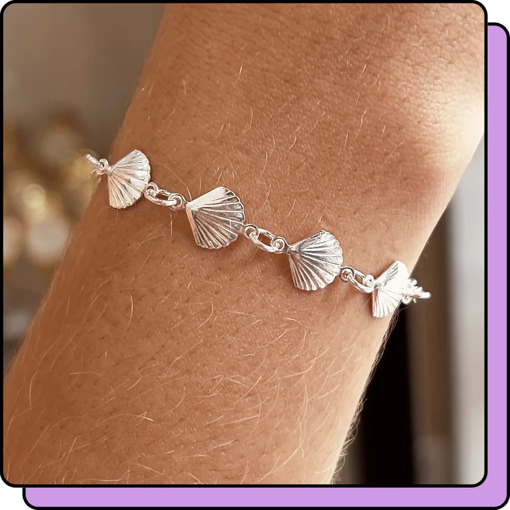 Pulseira Prata 925 Concha Pulseiras Femininas Banhada