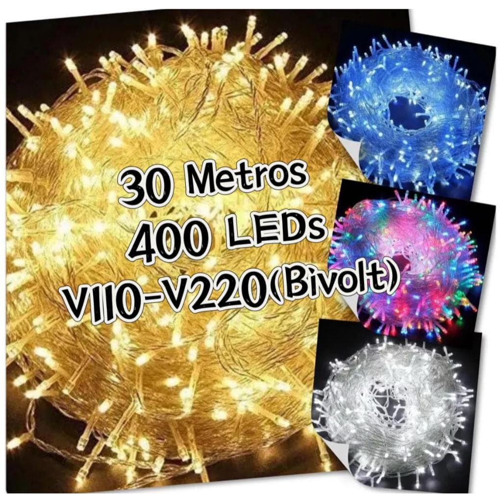 Pisca Fio Transparente 400 Leds 8f  110v-220v 30metros(Bivolt)..s