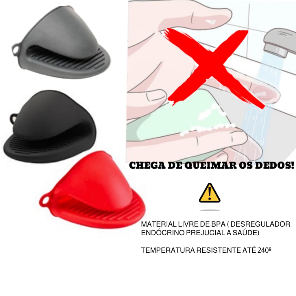 Par 02 Luvas Térmica de Silicone Pega Panela Bico de Pato Resistência até 230°C Para Cozinha e Forno
