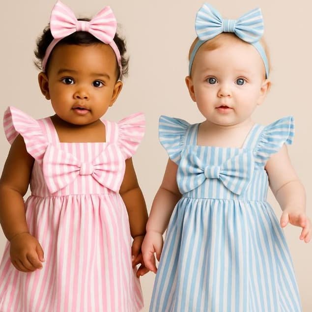 Kit 2 Vestidos Bebê Menina 100% algodão Roupa Infantil Delicada e Confortavel