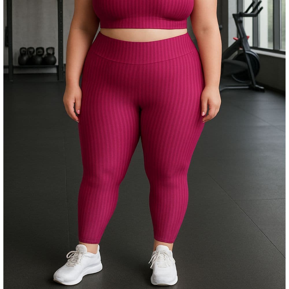 Calça Legging Fitness Plus Size Cirrê 3D Feminina Leg Grande para Academia Cintura Alta Laura 46 48 e 50