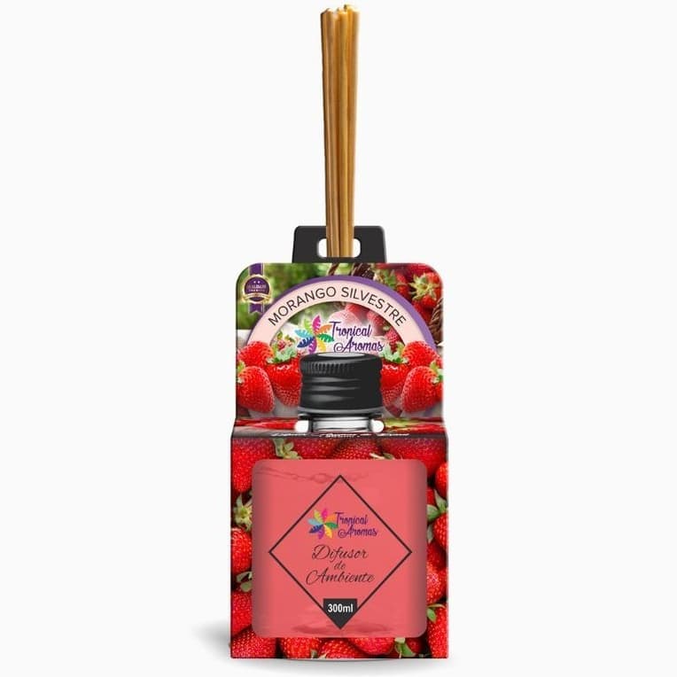 Difusor Aromatizador de Ambiente Perfumado Premium Morango Silvestre 300ml Tropical Aromas
