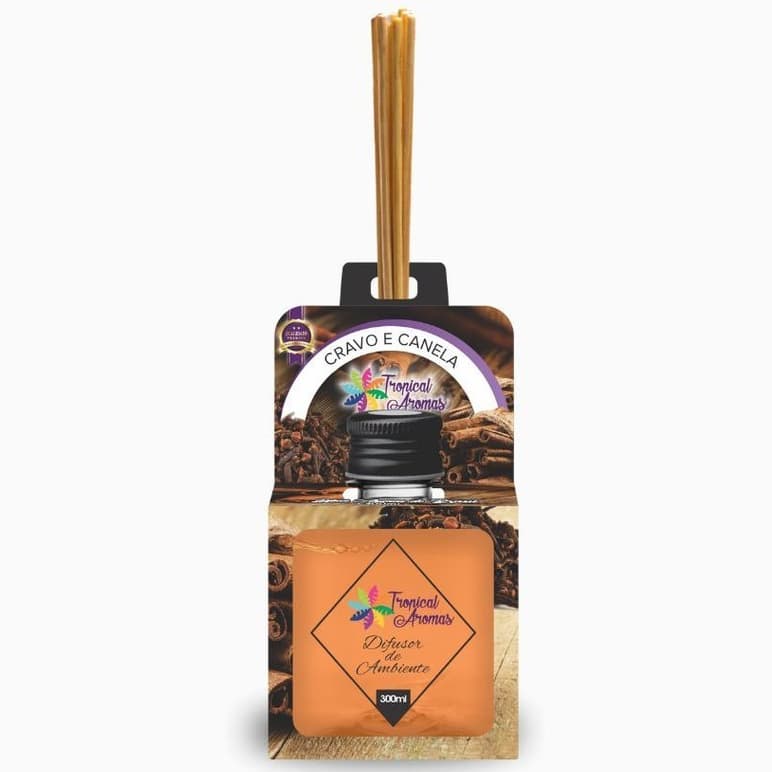Difusor Aromatizador de Ambiente Perfumado Premium Cravo e Canela 300ml Tropical Aromas