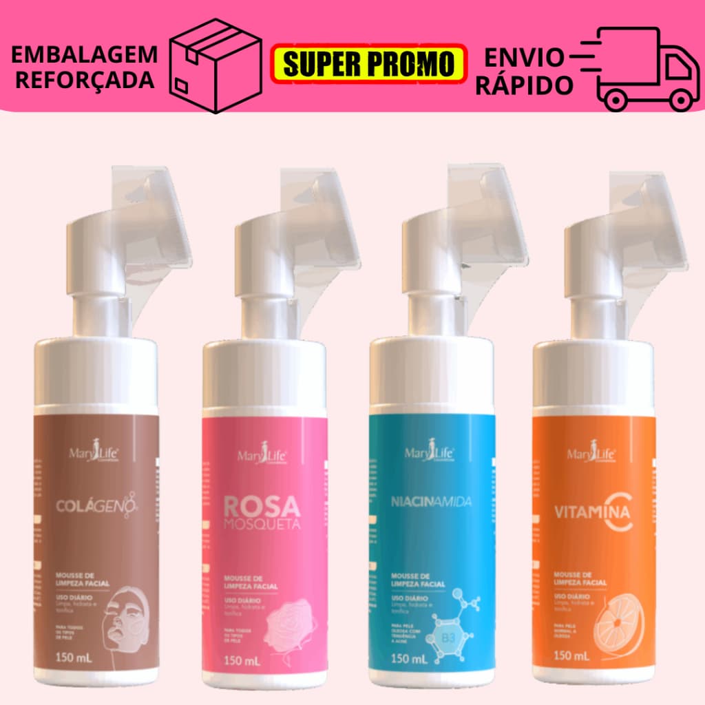Sabonete facial Mousse de limpeza facial Rosa mosqueta Mary Life 150ml