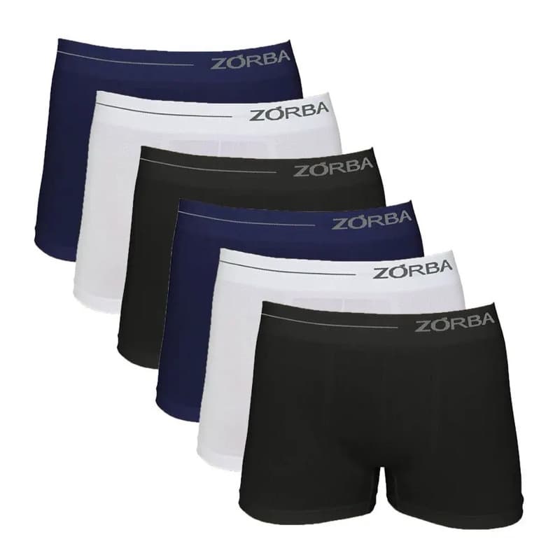 Kit 6 Cuecas Zorba Boxer Side sem Costura Microfibra Seamless 839