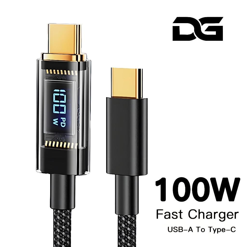 Cabo de carregamento rápido Tipo C  Apple Android Visor digital 100W Relâmpago A2
