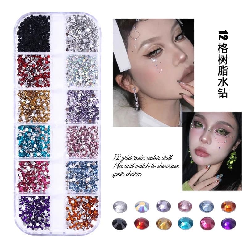3 cores Strass Para Maquiagem e Nail Art