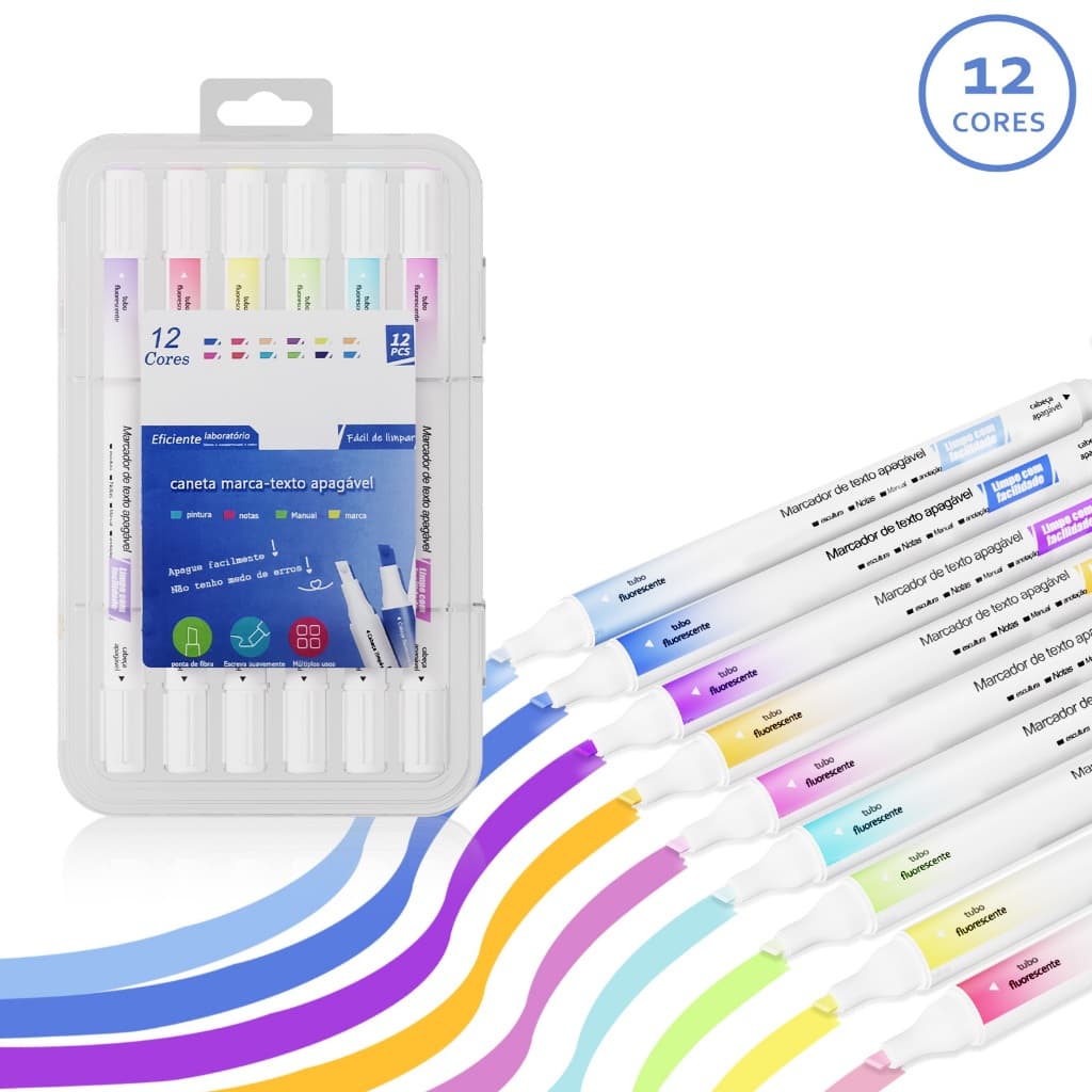 kit 12 unidades Marcadors De Ponta Dupla apagável Brush Caneta Pen Ponta Pincel Lettering Brinquedos Para Aliviar O Stre