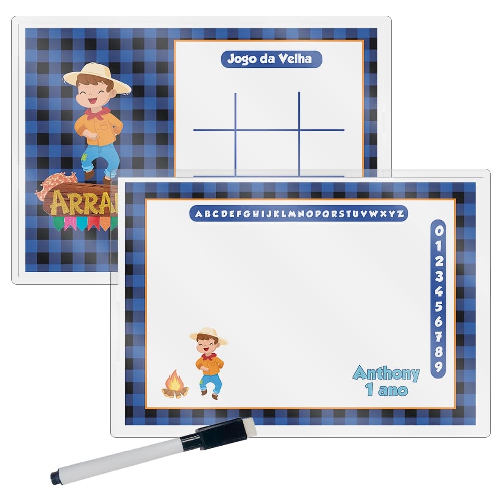 10 Lousa Mágica + Caneta Com Apagador Personalizada Lembrancinha Festa Infantil Tema Festa Junina