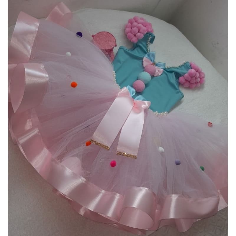 Conjunto Circo Palhacinha Azul e Rosa