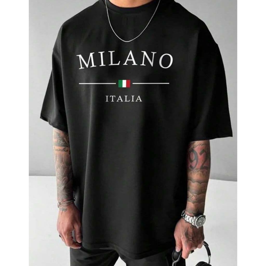 POLARBEAR Camiseta Casual Unissex Milano Italia Blusa de Manga Curta, Gola Redonda
