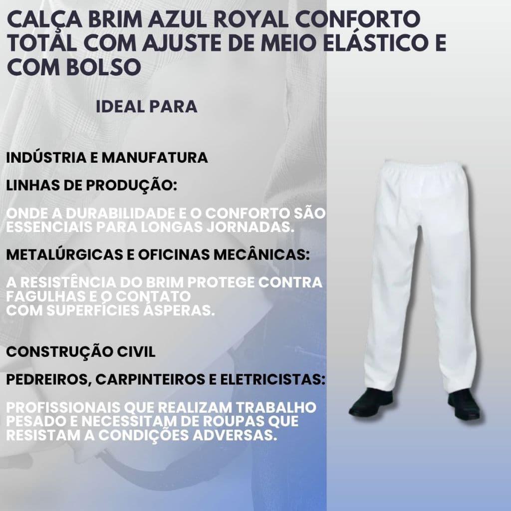 CALÇA DE BRIM BRANCA  ELÁSTICO TOTAL SEM BOLSO PARA TRABALHO