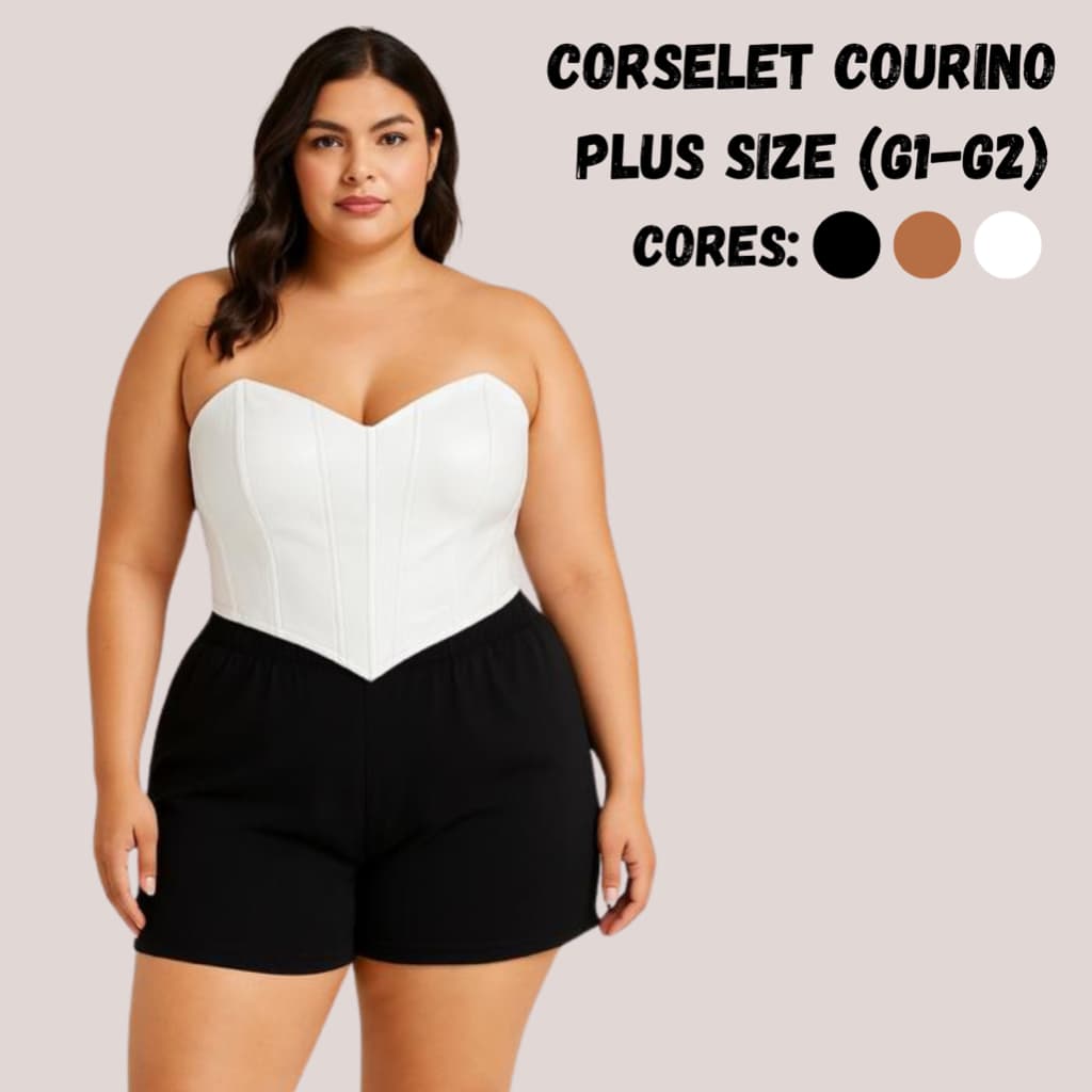 Cropped Plus Size Feminino Courino Corselet Couro Fake