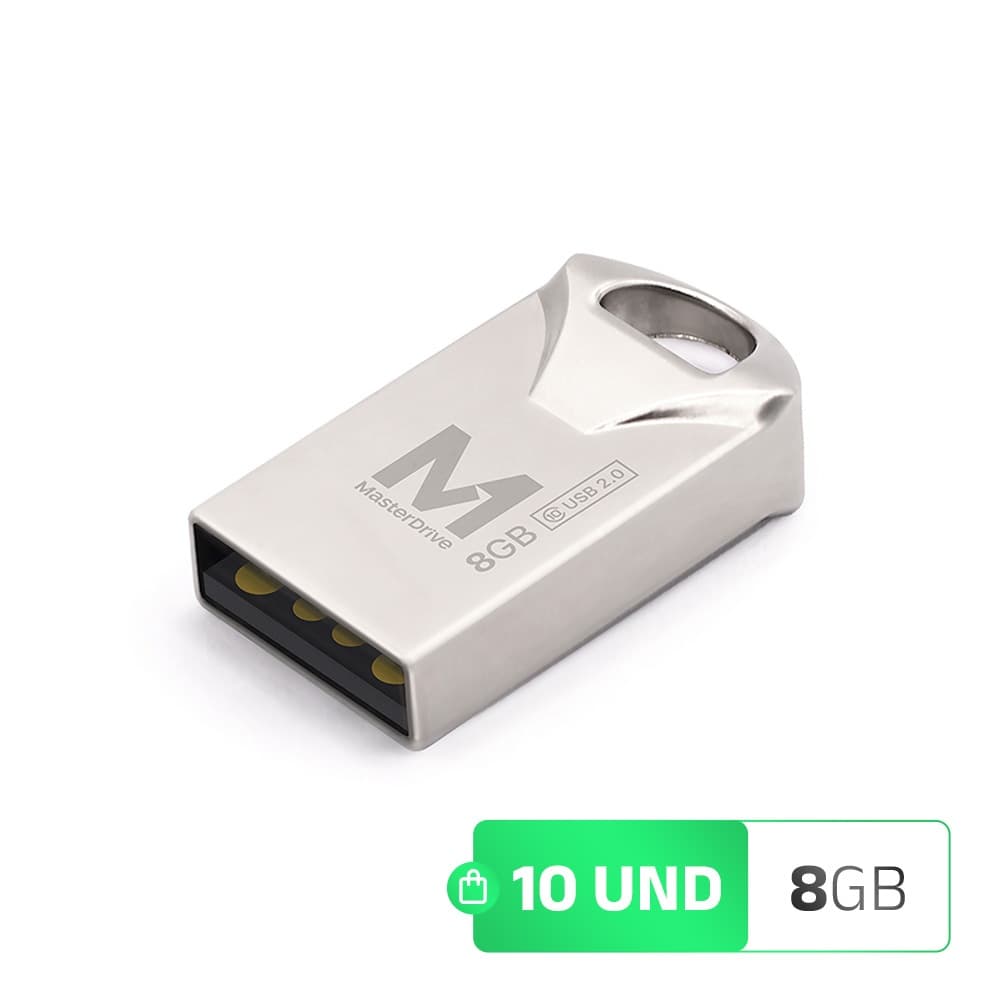 Pendrive Mini 8GB Kit 10 ATACADO MasterDrive USB 2.0 Premium CLASS 10