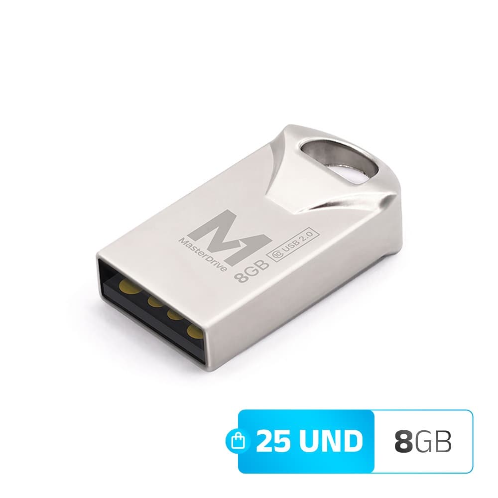 Pendrive Mini 8GB Kit 25 ATACADO MasterDrive USB 2.0 Premium CLASS 10