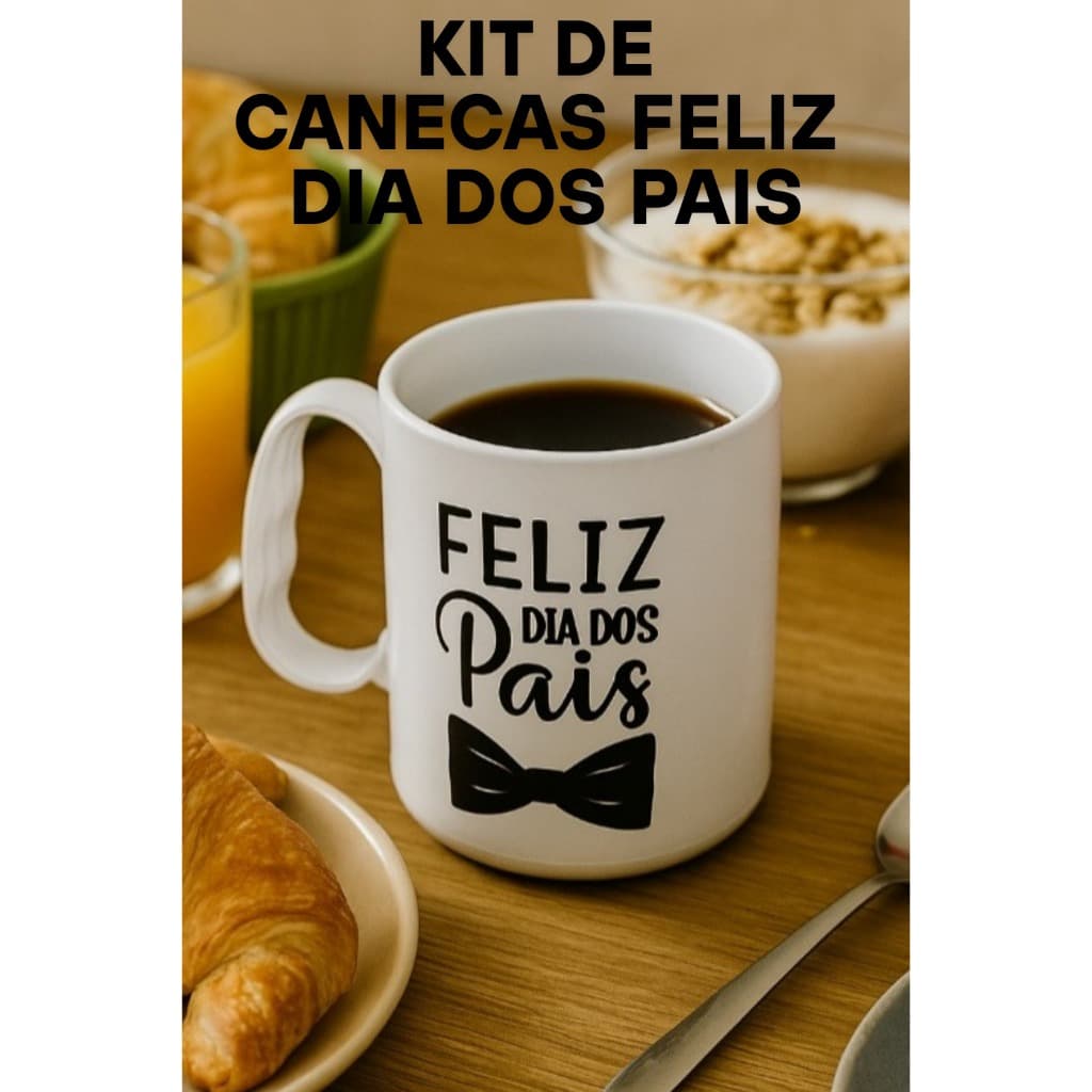 KIT DE 40/50/100 CANECAS FELIZ DIA DOS PAIS PLÁSTICA BRANCA 400 ML COMEMORAÇÃO FESTAS LEMBRANCINHA