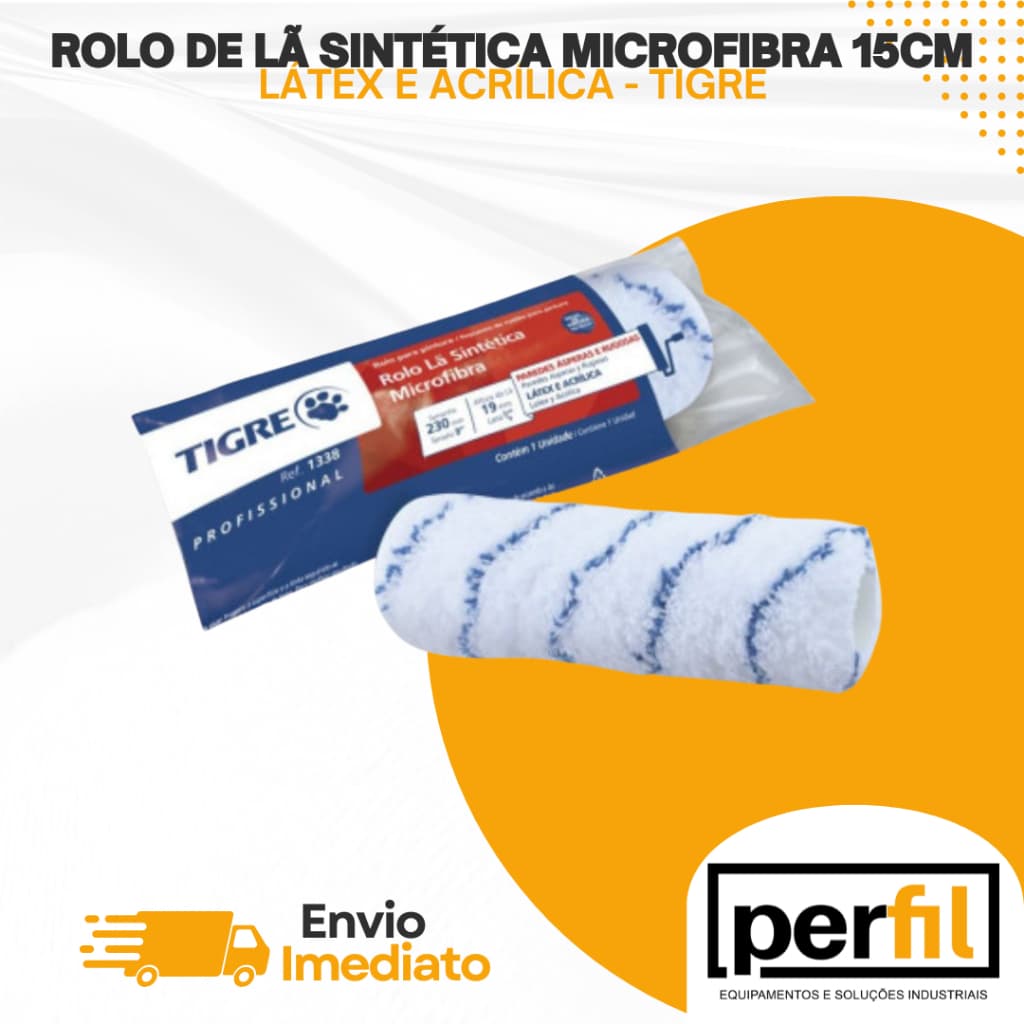 ROLO DE LÃ SINTÉTICA MICROFIBRA 15CM LÁTEX E ACRÍLICA - TIGRE