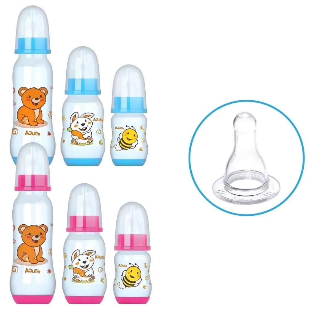 Kit Mamadeiras Bico Silicone 3 peças 240/150/80ml Mamadeira Pituca Cristal