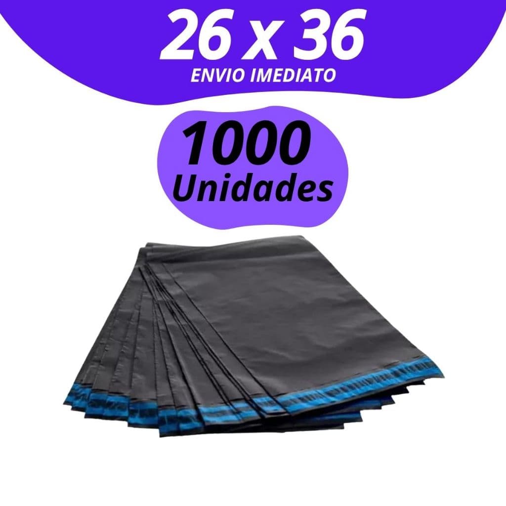 Envelope Segurança Preto 26x36 Embalagem de Envio  Correios E-commerce 1000 Unidades