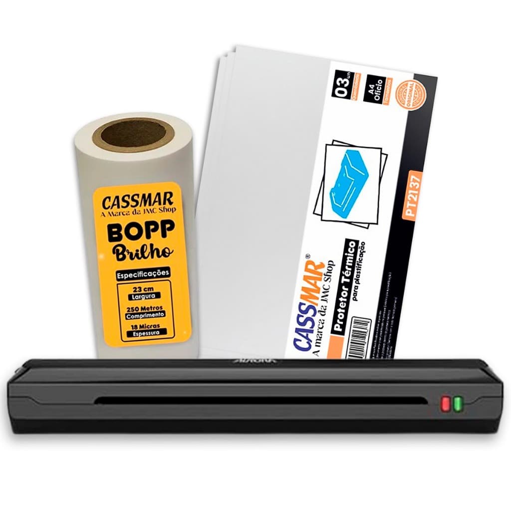 Kit Plastificadora Aurora A4 110V + Bopp Brilho + Protetor Térmico