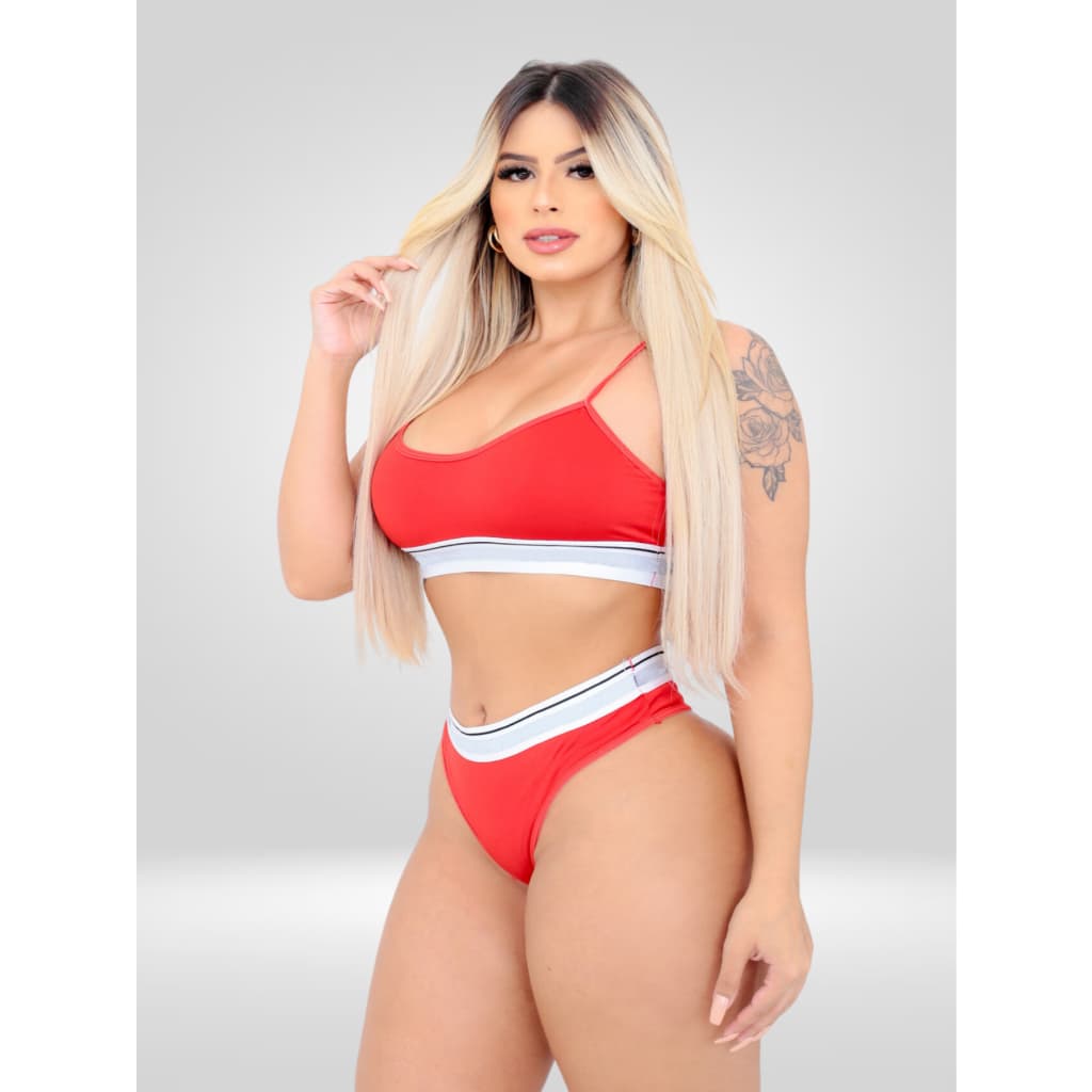 Conjunto Calcinha e Top Sem Bojo Microfibra Blogueirinha Com Elástico Básico CONFORT