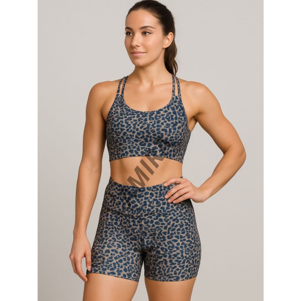 Conjunto Oncinha Academia Fitness Short + Top com bojo Pantera Animal print