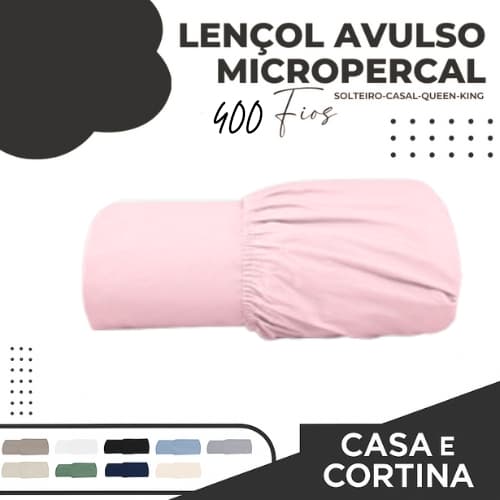 Lençol com elástico Avulso percal 400 fios para cama Queen Toque suave