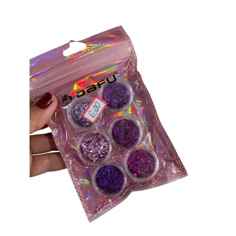 8 pct de glitter flocados com 6 unidades