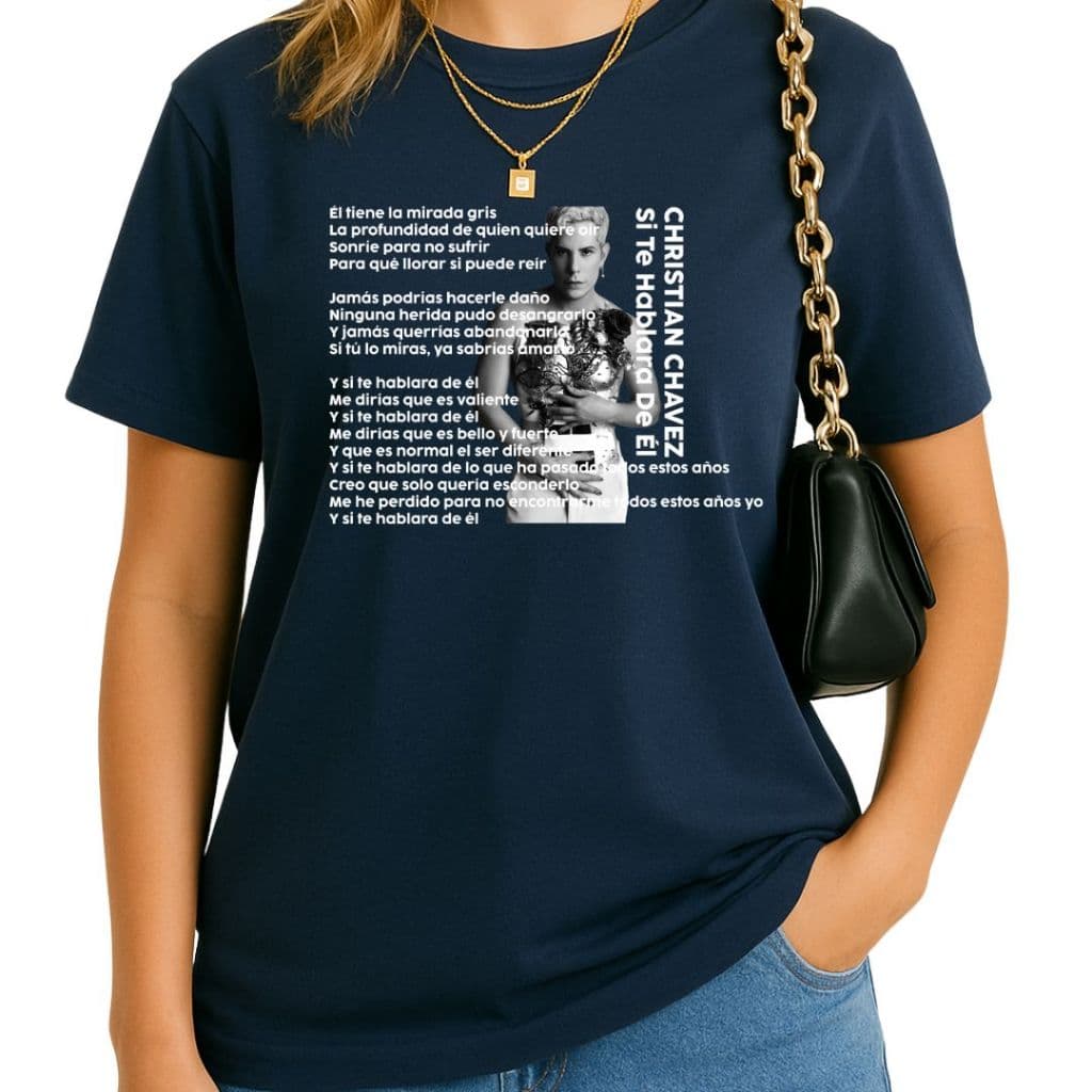 tshirt Christian Chávez Letras & Foto – Unissex, Fio 30.1, Impressão DTF Alta Definição