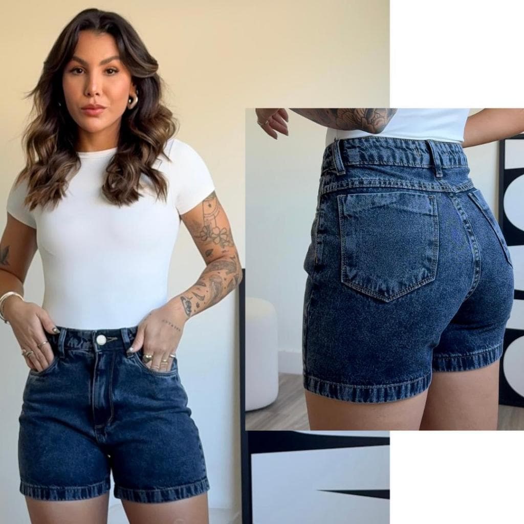 short jeans feminino cintura alta Bermuda jeans short feminino  Destroyed Sem Lycra shorts feminina 100% algodão