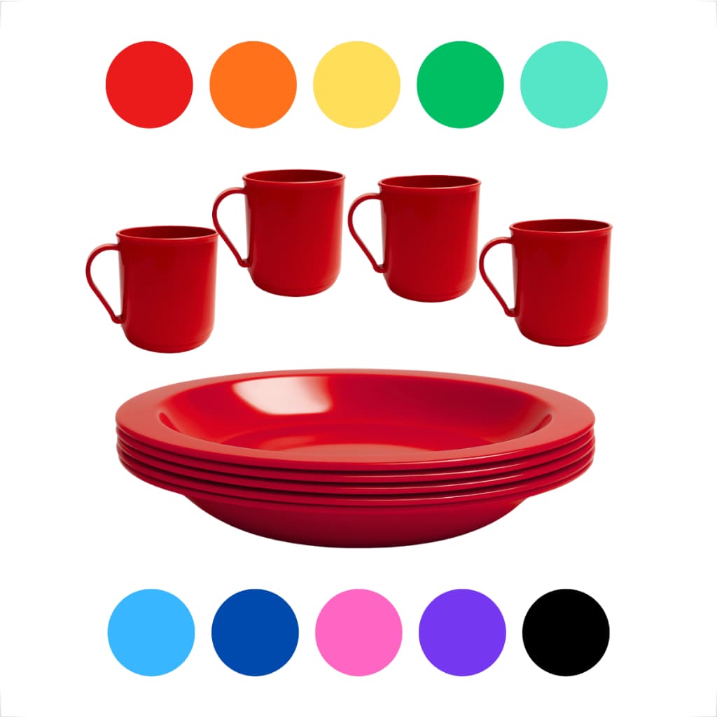 Kit Pratos e Canecas Plástico Reutilizável e Versátil Uso Escolar Infantil Eventos e Festas