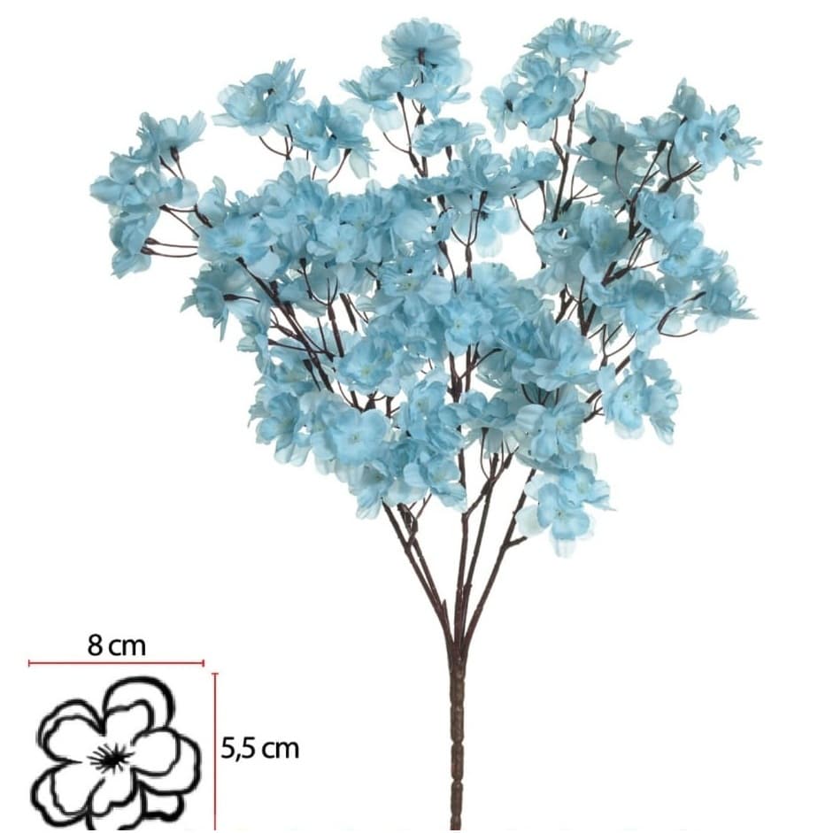 Buque com 5 Hastes de Cerejeira Artificial Galho de Pessegueiro Flores Artificiais 52cm Decoração
