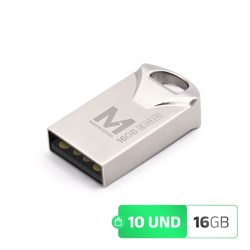 Pendrive Mini 16GB Kit 10 ATACADO MasterDrive USB 2.0 Premium CLASS 10