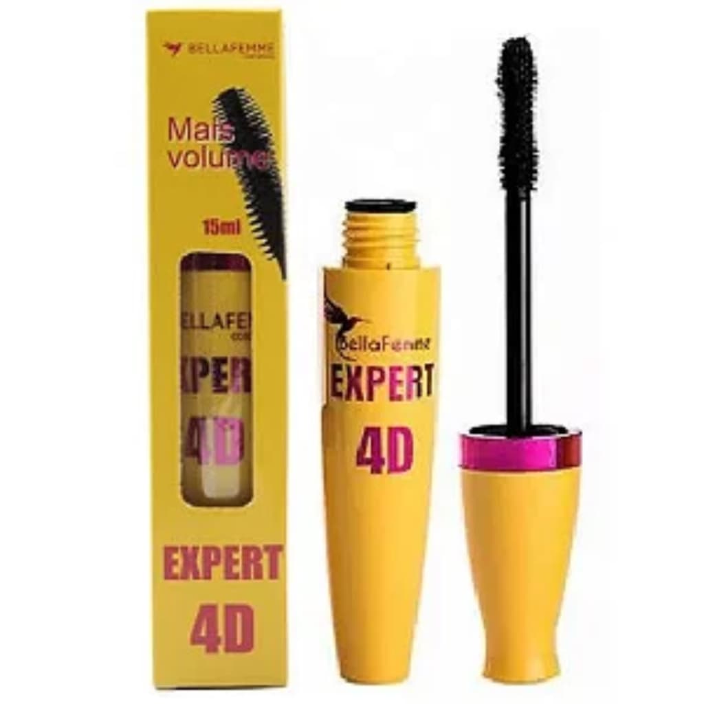 Máscara Rímel Cílios Expert Bellafemme 4d Lapis Olhos Preto