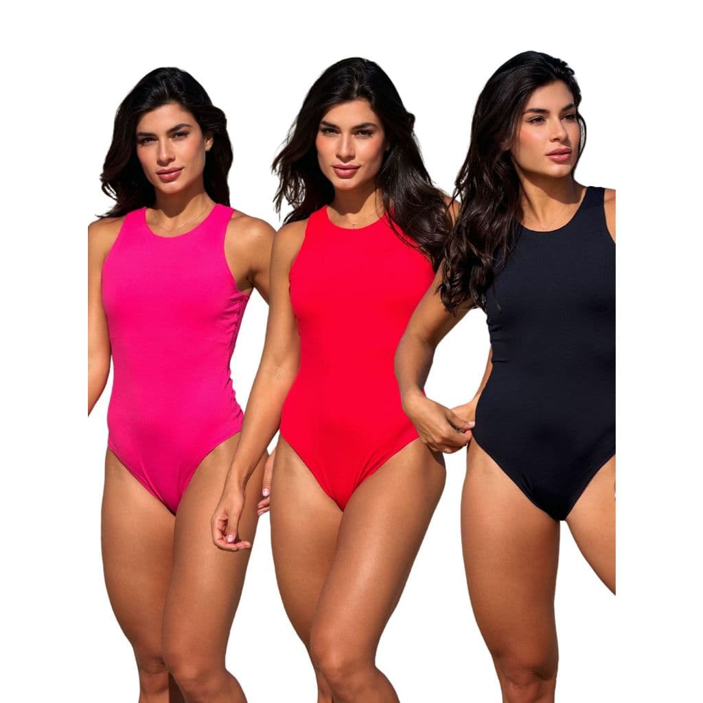 Kit com 3 Bodys Femininos Regata Decote Canoa com Forro  Tecido Premium Poliamida  Casual e Confortável.