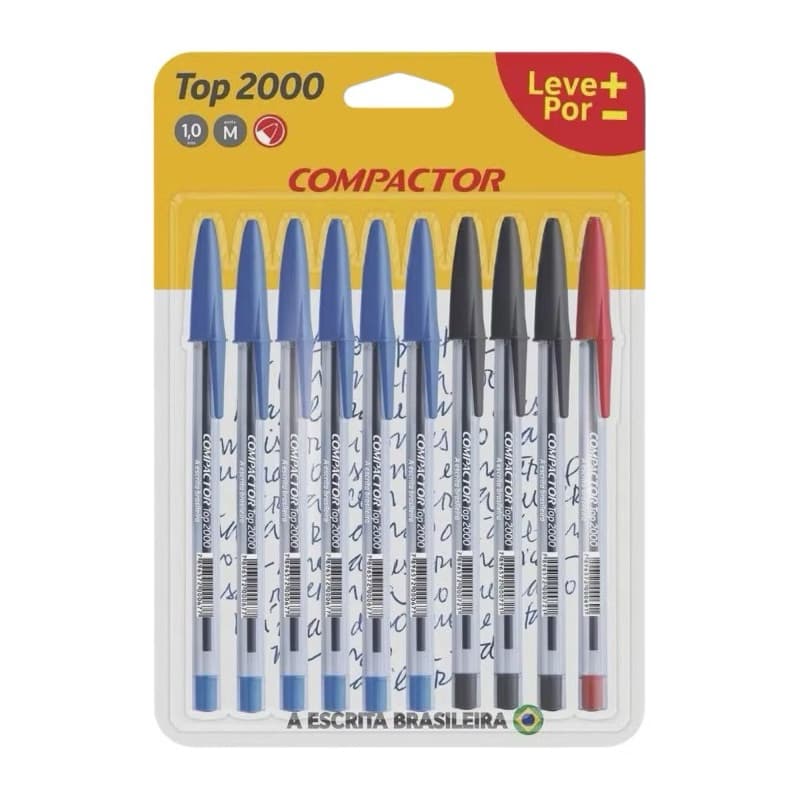 kit Canetas esferográficas - Azul / Vermelha / Preta