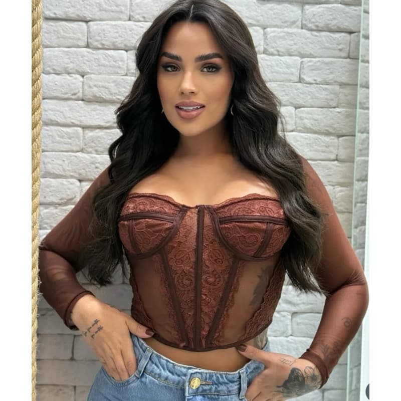 Corset femenino ,Croped femenino ,Corset femenino maga longa