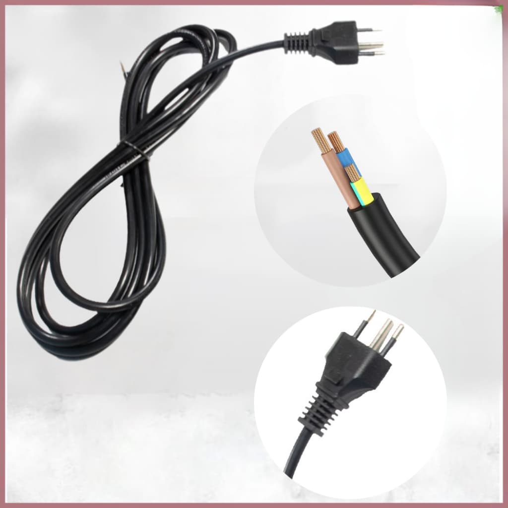 Cabo Elétrico 3G 0.75mm² Com Conector 3 Pinos  OPÇÕES DE COMPRIMENTO 0.9m 1.9m 2.9m VANTtagem