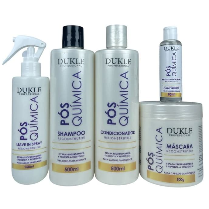 Kit Capilar Pós Química Reconstrutor Reconstrução e Resistência 5 Passos Dukle Professional