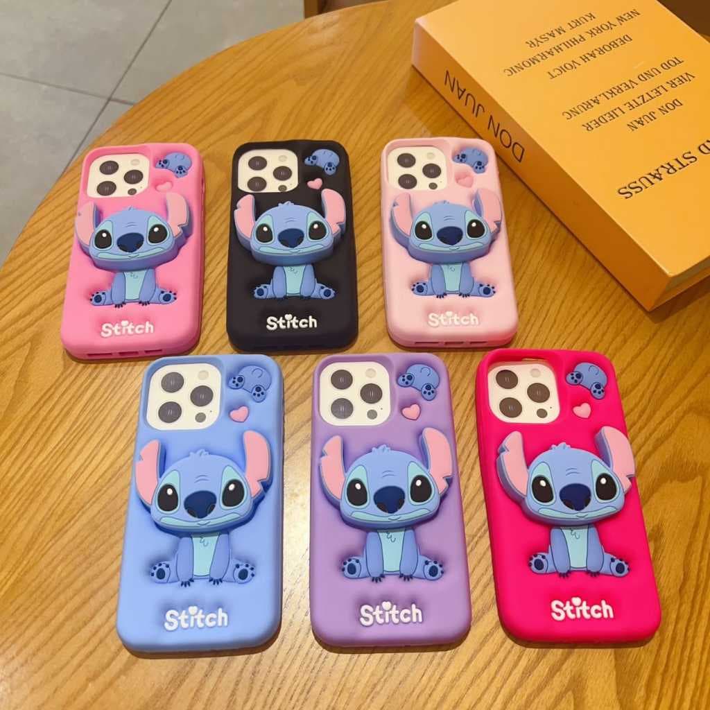 Capa Emborrachada Stitch C Pop Socket 3d para iPhone  12 Pro Max 13 Pro Max 14 15 Pro ProMax 16e Pro ProMax (SDZ D)