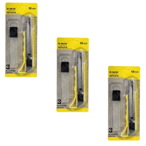Kit Com 3 Estiletes Profissional 18mm Com Laminas E Trava
