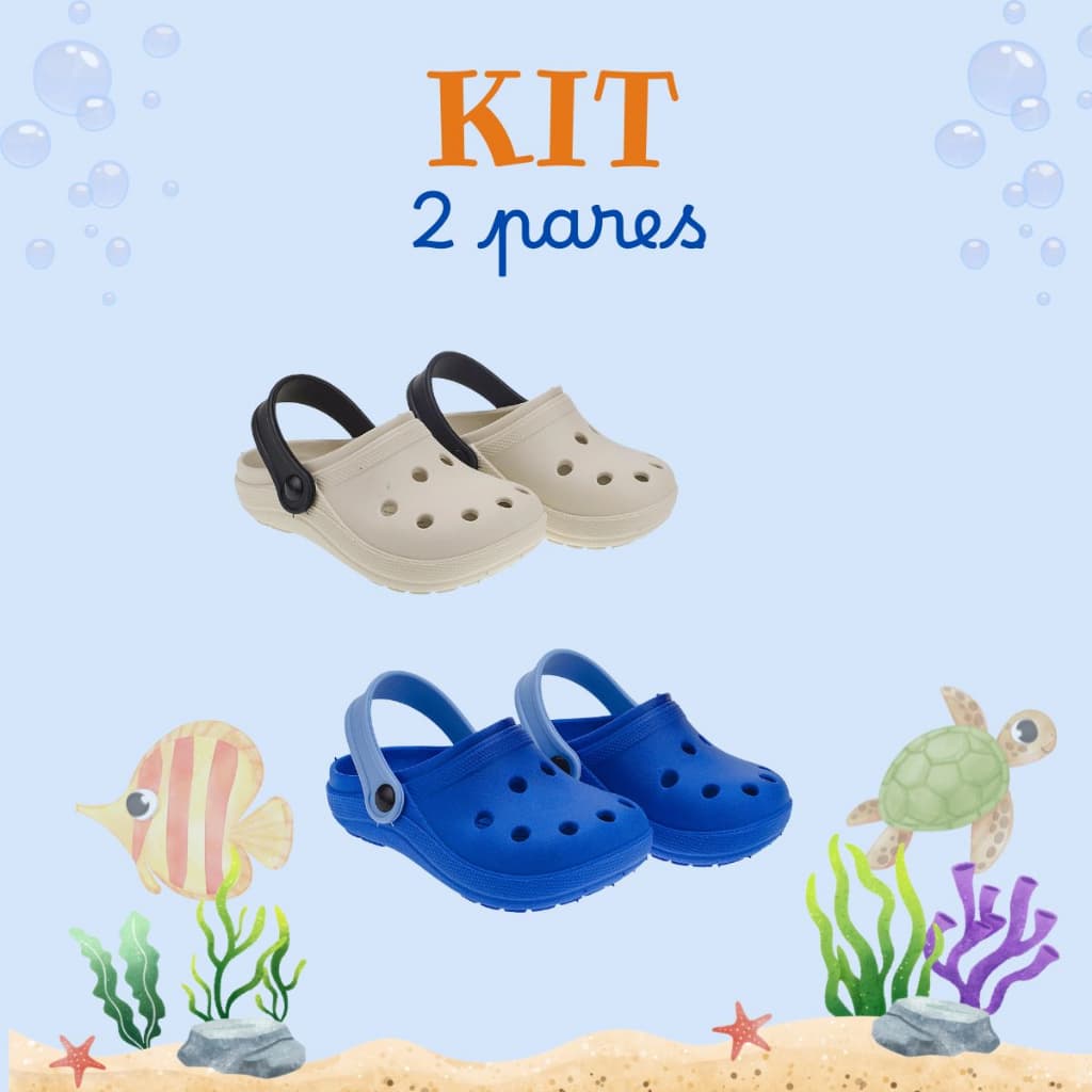 Kit 2 Pares Sandália Babuche Infantil Menino Liso Premium Confortável Macio Antiderrapante